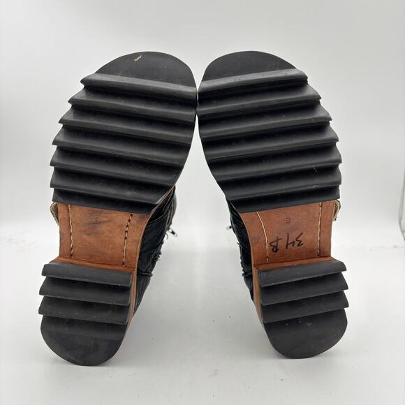 Jim Barnier Three Buckle Boots Women's 6 Black Leather Boho Biker Free People - Picture 7 of 11